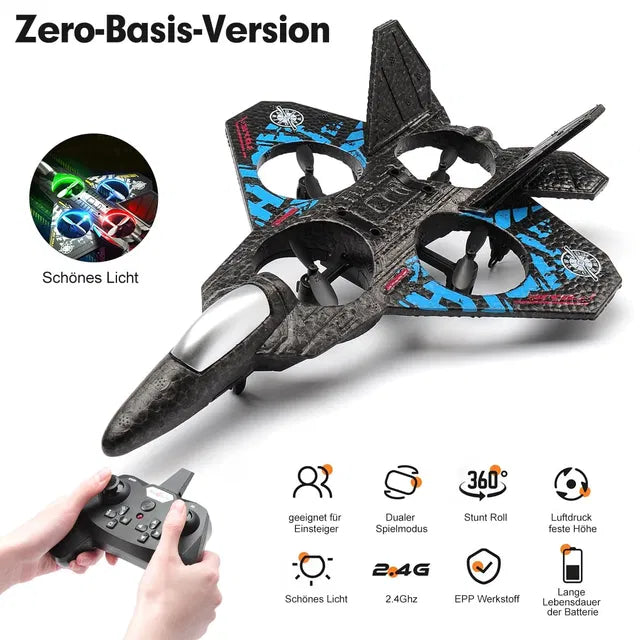 RC Plane, 2.4 GHz Remote Controlled Aeroplane Jet Fighter Quadcopter Aircraft